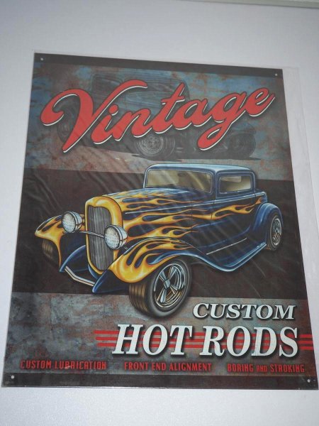 Blechschild - Vintage Custom Hot Rods - 31,5 x 40,5 cm