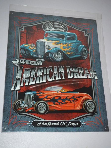 Blechschild - The Great American Dream - Vintage Cars - 31,5 x 40,5 cm