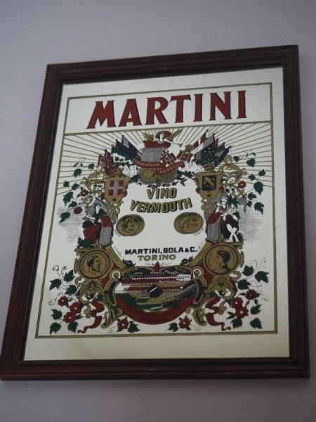 Bild - Spiegelbild - Martini - Vino Vermouth - Holzrahmen - 25 x 32,5 cm