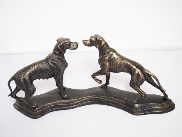Figur - Skulptur - Hunde - Gusseisen im Bronze-Look - 50 x 13 x 21 cm