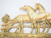 Wandgarderobe - Messing - Pferde - 4 Haken - 27 x 15 cm