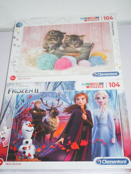 Puzzle - Frozen 2 + Katzenbabies - Clementoni - 2 x 104 Teile - im Sparset - NEU