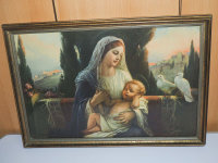 Bild - Druck - Heiligenbild - Maria Jesukind Tauben -...