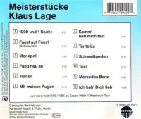 Klaus Lage - Meisterstücke (Live) - Compilation - CD