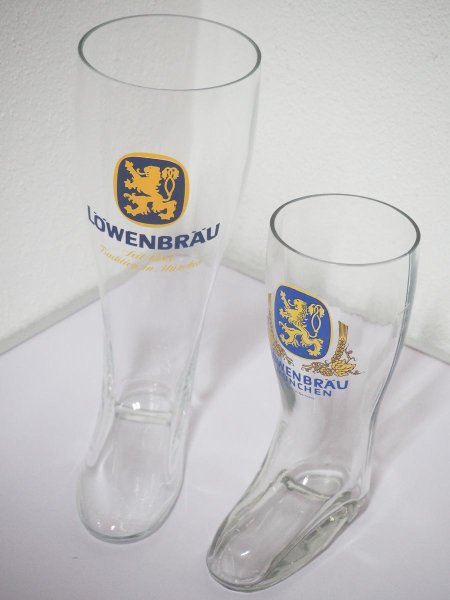 Bierglas - Bierstiefel - Löwenbräu - 2 Stück - 1 Liter & 0,5 Liter