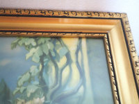 Bild - Heiligenbild - Heilige Maria - Kind & Tauben - Goldrahmen - 86,5 x 46 cm