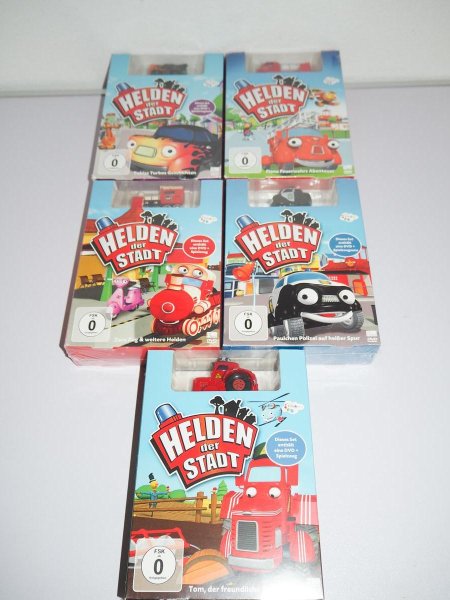 DVD Sammlung - Kinder - Helden der Stadt - DVD + Spielzeugauto - 5 Stück NEU