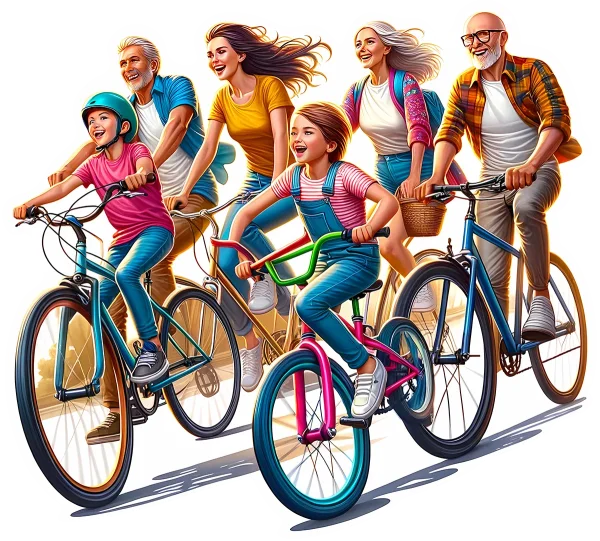Family Bike Fun - Fahrrad - Vinyl (matt weiß) Sticker