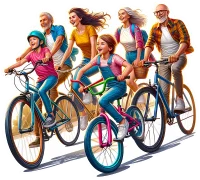 Family Bike Fun - Fahrrad - Vinyl (matt weiß) Sticker