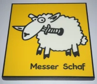 Messer Schaf - Spaß Holzbild