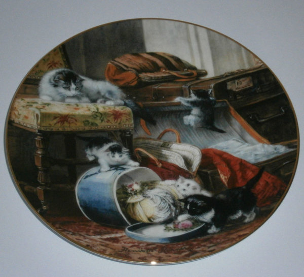 Sammelteller - Wandteller - The Victorian Cat - Mischief with the Hatbox - Katzen